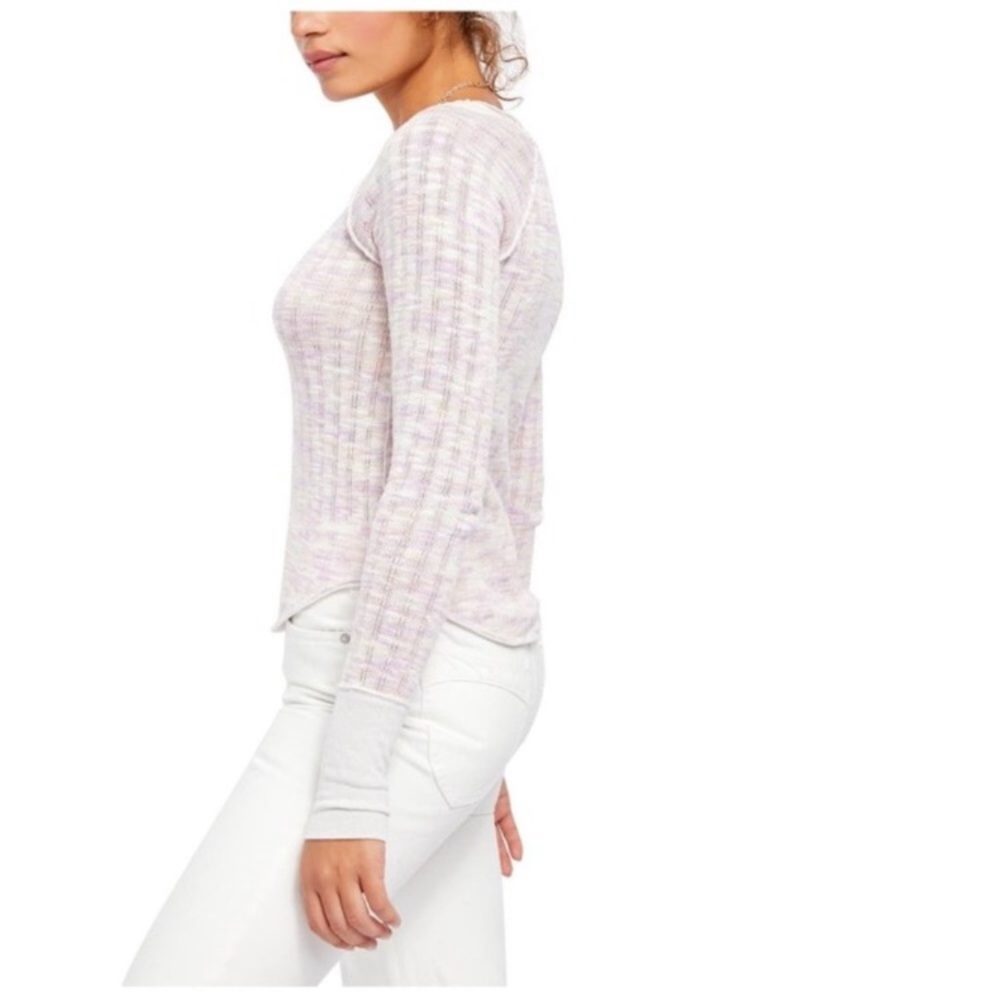 New Free People Spaced Out Pink Combo Top Size L - Picture 4 of 7